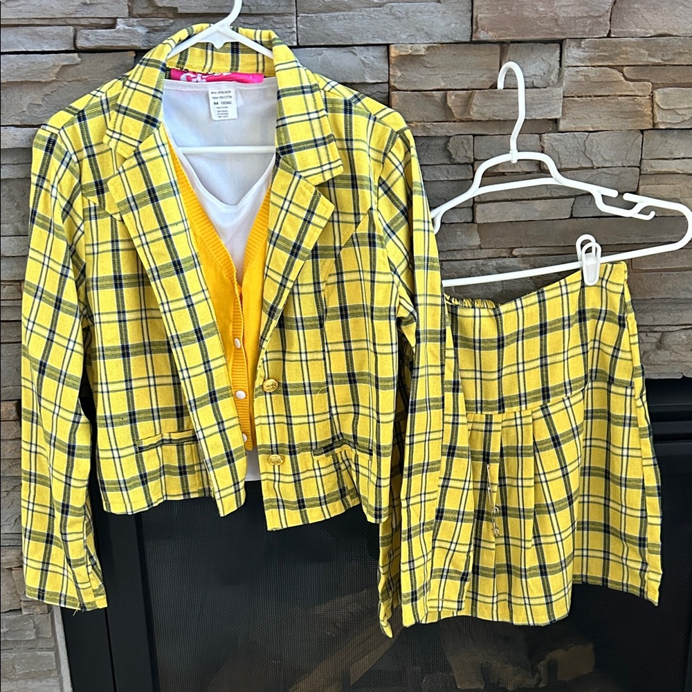 NWOT 3 Piece Cher Clueless Costume; Yellow Plaid Blazer and Skirt Set